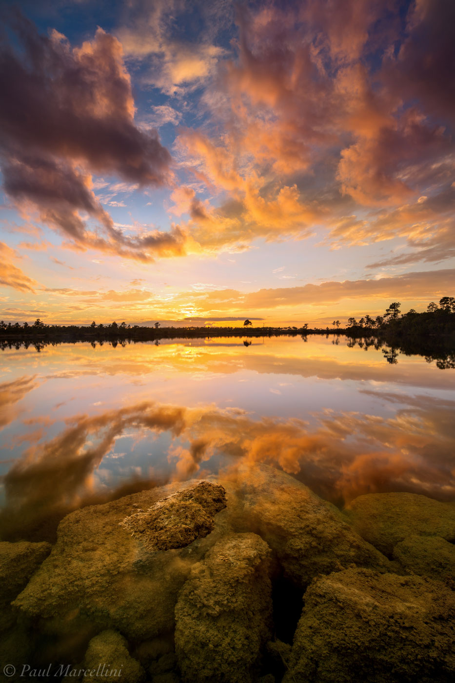 A vibrant sunset reflected in a favorite lake of the Everglades.